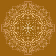 Circular pattern in form of mandala for Henna, Mehndi, tattoo, decoration. Outline doodle hand draw vector illustration.