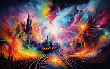 A carnival of emotions where each ride is a journey through the vibrant tunnels of abstract, colorful smoke.
