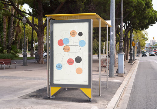 Mockup of customizable billboard advert on bust stop