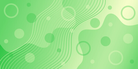 Abstract background with waves for banner. Medium banner size. Vector background with lines, circles and shapes. Green color. Nature, eco. Brochure, booklet