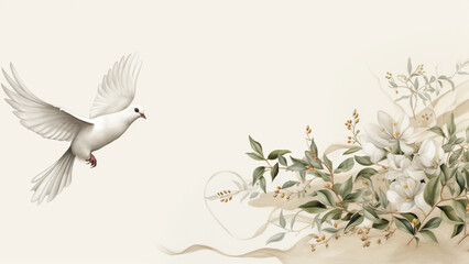 Dove flying in search of freedom for Easter 