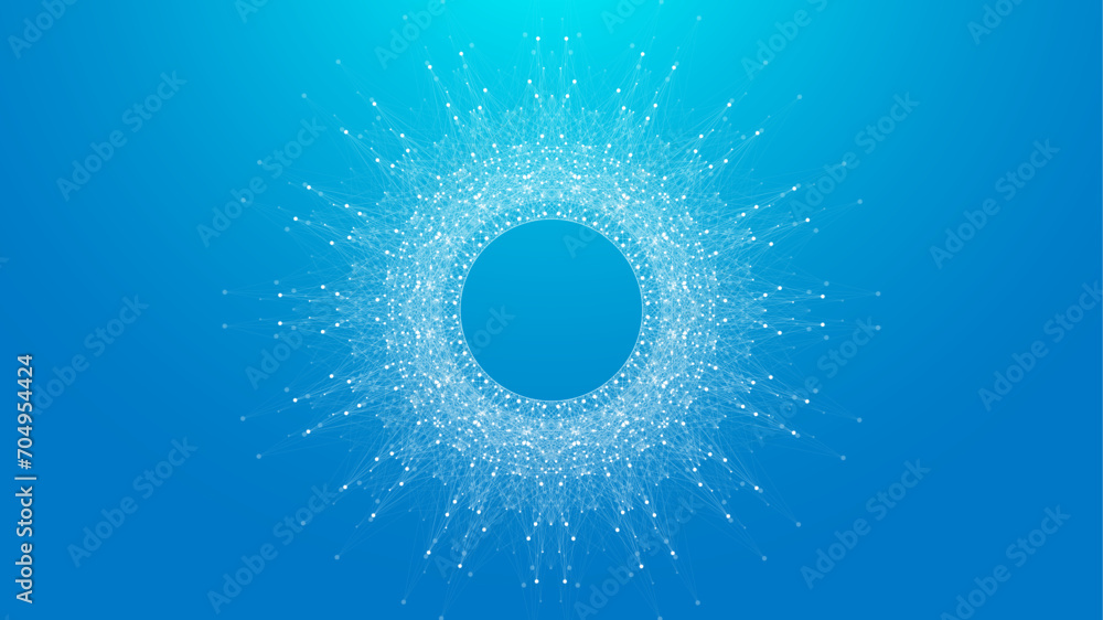 Poster Quantum Computing Idea Design Element Concept. Deep Learning Artificial Intelligence. Generative AI. Big Data Algorithms Visualization For Business, Science Presentations, Posters, Covers