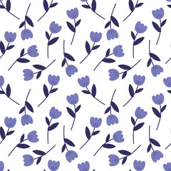 Seamless floral pattern. Lilac flowers in a chaotic order. For clothing, wallpaper, wrapping paper.