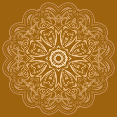 Circular pattern in form of mandala for Henna, Mehndi, tattoo, decoration. Outline doodle hand draw vector illustration.