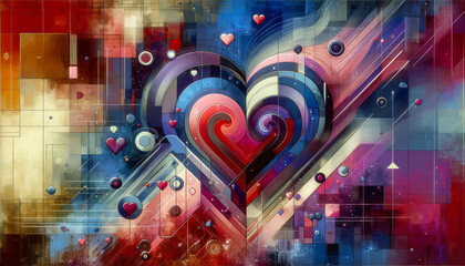 abstract colorful heart shape, modern design pattern of greeting valentines card