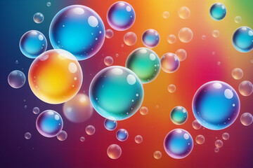 Flying bubbles on a colorful background