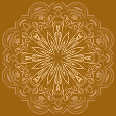 Fototapeta na wymiar Circular flower mandala pattern for Mehndi, tattoo, decoration. . Outline doodle hand draw vector illustration.
