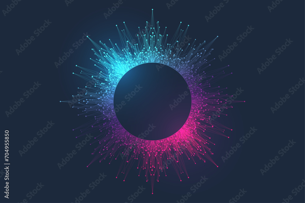 Leinwandbilder Quantum Computing Idea Design Element Concept. Deep Learning Artificial Intelligence. Generative AI. Big Data Algorithms Visualization For Business, Science Presentations, Posters, Covers