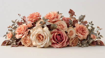 bouquet of roses on white