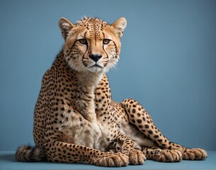 Cheetah . Isolated on blue pastel background