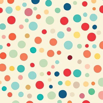 Colorful Polka Dot Party: Fun and Retro Confetti Pattern on a Blue Background © VICHIZH