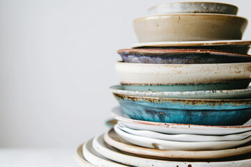 Pile Of Plates On A Blank Canvas