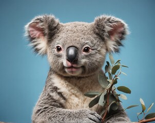 Koala. Isolated on blue pastel background