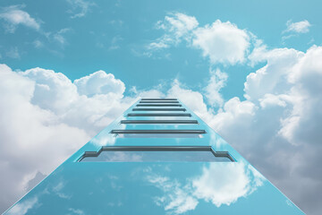 Step Ladder Leading To Clouds, Representing Growth And Development - obrazy, fototapety, plakaty