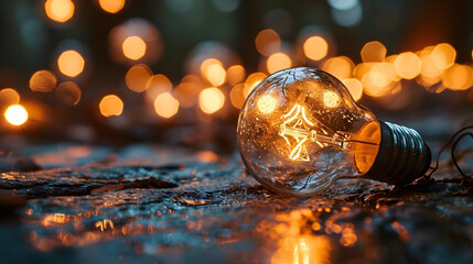 A Radiant Light Bulb on a Luminous Surface.