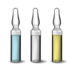 Vector medical vials ampula set close up illustration