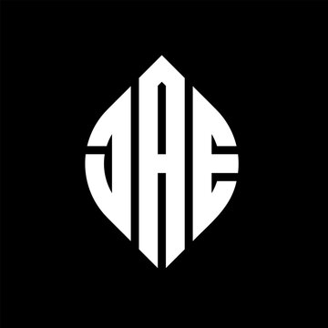 JAE circle letter logo design with circle and ellipse shape. JAE ellipse letters with typographic style. The three initials form a circle logo. JAE circle emblem abstract monogram letter mark vector.