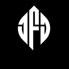 Obraz premium JFJ circle letter logo design with circle and ellipse shape. JFJ ellipse letters with typographic style. The three initials form a circle logo. JFJ circle emblem abstract monogram letter mark vector.