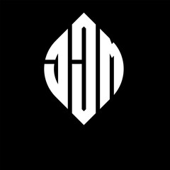 JJM circle letter logo design with circle and ellipse shape. JJM ellipse letters with typographic style. The three initials form a circle logo. JJM circle emblem abstract monogram letter mark vector.
