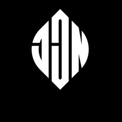 JJN circle letter logo design with circle and ellipse shape. JJN ellipse letters with typographic style. The three initials form a circle logo. JJN circle emblem abstract monogram letter mark vector.