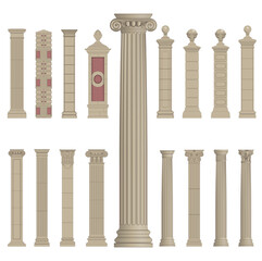 pillar column antique ancient old roman greek architecture set