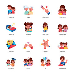 Pack of Family and Friends Flat Icons 

