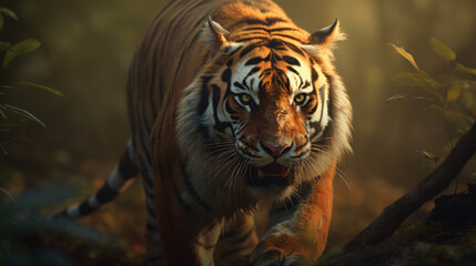 Walking tiger in forest