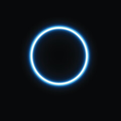 Neon blue circle, neon lamp, glowing circle