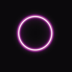 Pink glowing neon circle, idea for your advertising