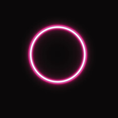 Neon pink circle, glowing pink lamp, illustration