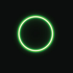 
Green neon circle, glowing banner, round light