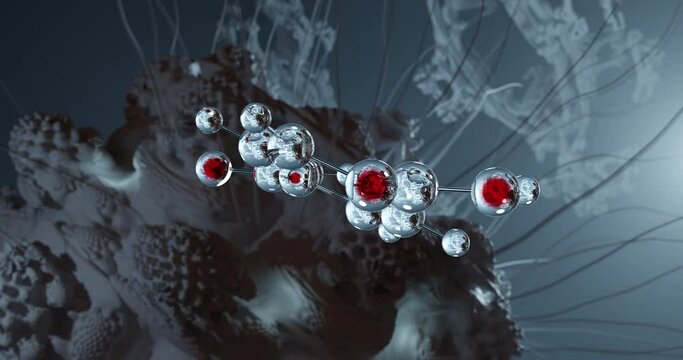 Terephthalic acid rotating molecular 3d structure ball-and-stick model, looped video precursor polyester pet