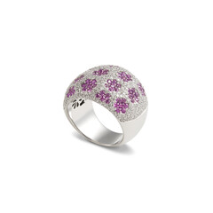 White golden ring fine jewelry with diamonds isolated on white background.