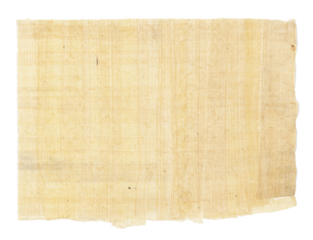 Horizontal handmade papyrus paper from Egypt, transparent background
