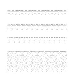 Obraz premium Set of white seamless lace borders with shadows, ornamental paper lines,
