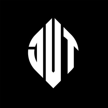 JVT circle letter logo design with circle and ellipse shape. JVT ellipse letters with typographic style. The three initials form a circle logo. JVT circle emblem abstract monogram letter mark vector.