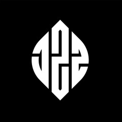 Obraz premium JZZ circle letter logo design with circle and ellipse shape. JZZ ellipse letters with typographic style. The three initials form a circle logo. JZZ circle emblem abstract monogram letter mark vector.