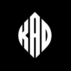 KAD circle letter logo design with circle and ellipse shape. KAD ellipse letters with typographic style. The three initials form a circle logo. KAD circle emblem abstract monogram letter mark vector.