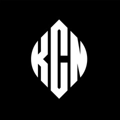 KCN circle letter logo design with circle and ellipse shape. KCN ellipse letters with typographic style. The three initials form a circle logo. KCN circle emblem abstract monogram letter mark vector.