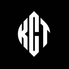 KCT circle letter logo design with circle and ellipse shape. KCT ellipse letters with typographic style. The three initials form a circle logo. KCT circle emblem abstract monogram letter mark vector.