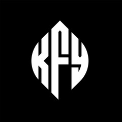 KFY circle letter logo design with circle and ellipse shape. KFY ellipse letters with typographic style. The three initials form a circle logo. KFY circle emblem abstract monogram letter mark vector.