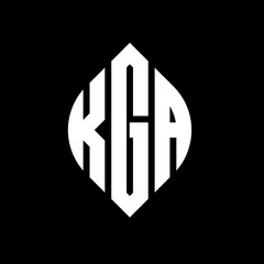 KGA circle letter logo design with circle and ellipse shape. KGA ellipse letters with typographic style. The three initials form a circle logo. KGA circle emblem abstract monogram letter mark vector.