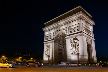 Fototapeta na wymiar Paris, France - 20 May, 2023: view on the Arc de Triomphe at the night