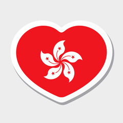 Flag of Hong Kong icon. Vector heart sticker.