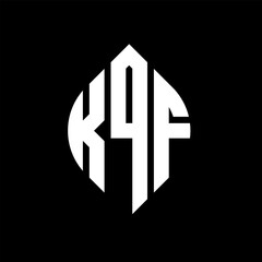 KQF circle letter logo design with circle and ellipse shape. KQF ellipse letters with typographic style. The three initials form a circle logo. KQF circle emblem abstract monogram letter mark vector.