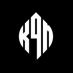 KQM circle letter logo design with circle and ellipse shape. KQM ellipse letters with typographic style. The three initials form a circle logo. KQM circle emblem abstract monogram letter mark vector.