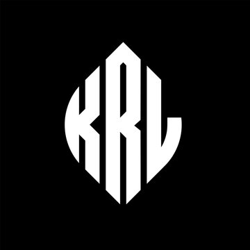 KRL circle letter logo design with circle and ellipse shape. KRL ellipse letters with typographic style. The three initials form a circle logo. KRL circle emblem abstract monogram letter mark vector.