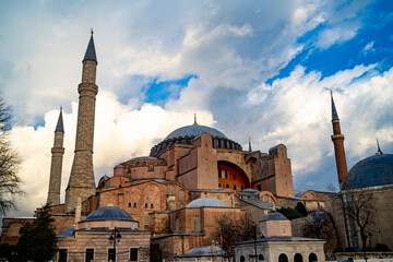 Fototapeta na wymiar View of Hagia Sophia from Sultanahmet Park.
