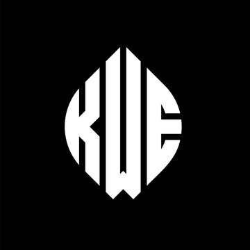 KWE circle letter logo design with circle and ellipse shape. KWE ellipse letters with typographic style. The three initials form a circle logo. KWE circle emblem abstract monogram letter mark vector.