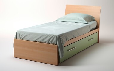 Single bed with storage, single wooden bed.